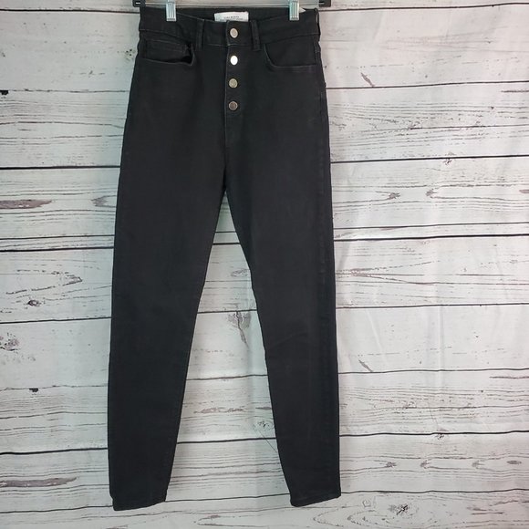 Zara High Rise Button Fly Skinny Jeans 4